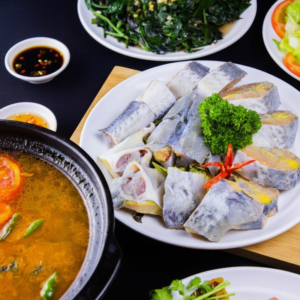 Món lẩu cá tầm chua cay